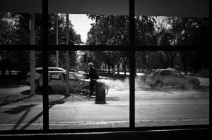 Brennende Mülltonne